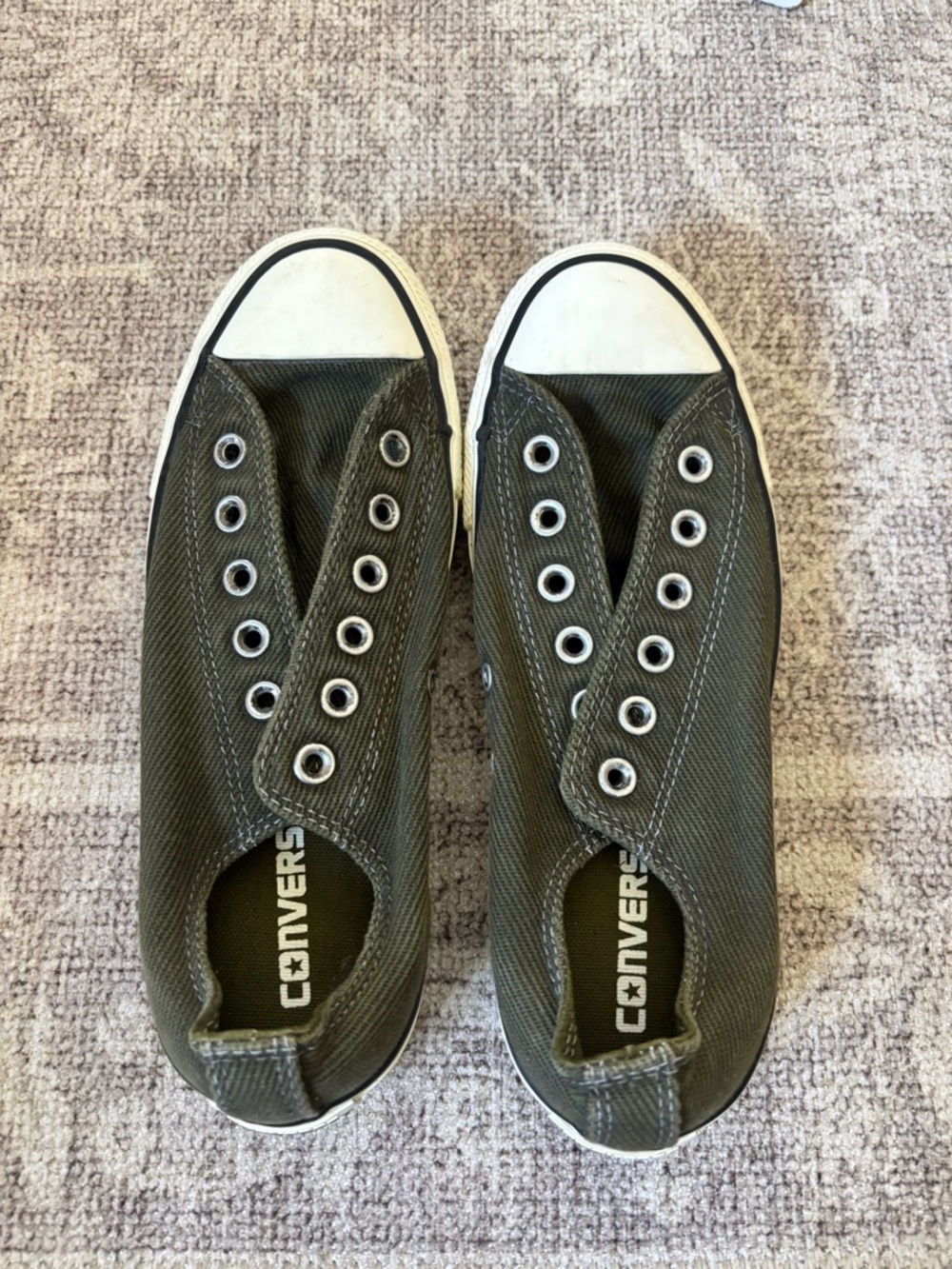 Converse Slip-On Canvas Sneakers in Olive